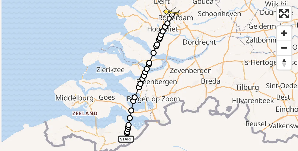 Routekaart van de vlucht: Lifeliner 2 naar Rotterdam The Hague Airport