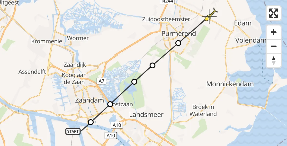 Routekaart van de vlucht: Lifeliner 1 naar Purmerend