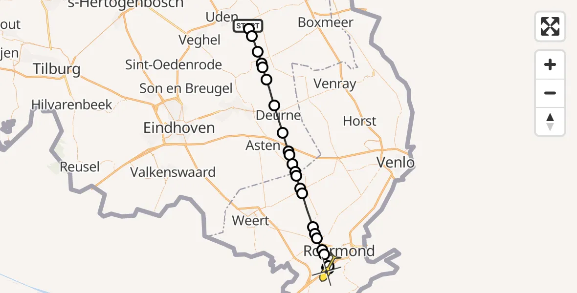 Routekaart van de vlucht: Lifeliner 3 naar Sint Odiliënberg