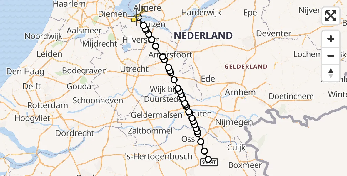 Routekaart van de vlucht: Lifeliner 3 naar Almere