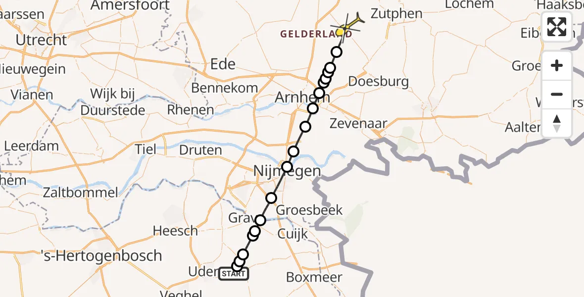 Routekaart van de vlucht: Lifeliner 3 naar Eerbeek