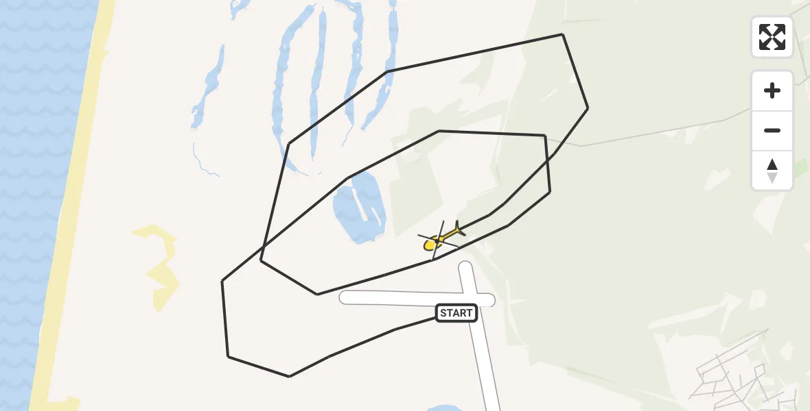 Routekaart van de vlucht: Kustwachthelikopter naar Castricum