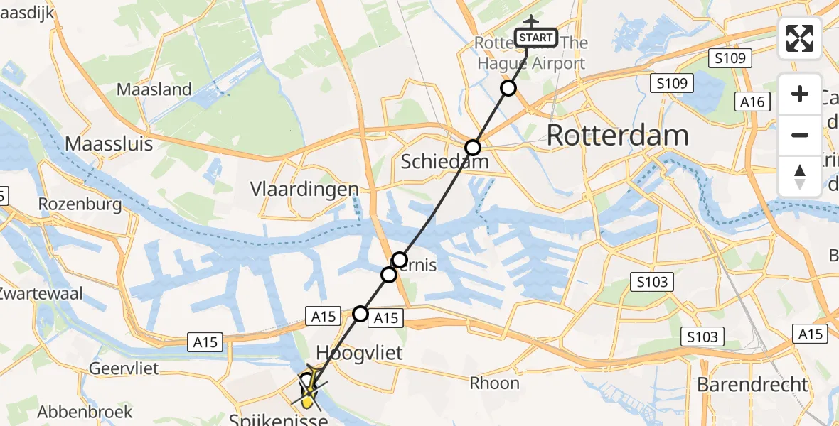 Routekaart van de vlucht: Lifeliner 2 naar Spijkenisse