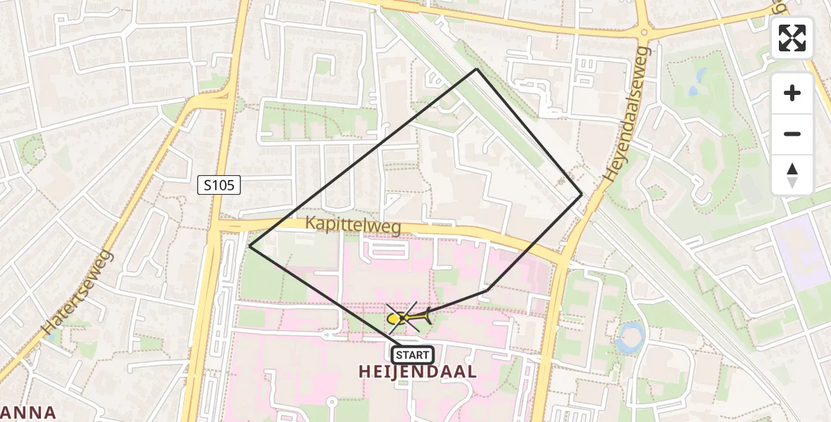 Routekaart van de vlucht: Lifeliner 3 naar Radboud Universitair Medisch Centrum