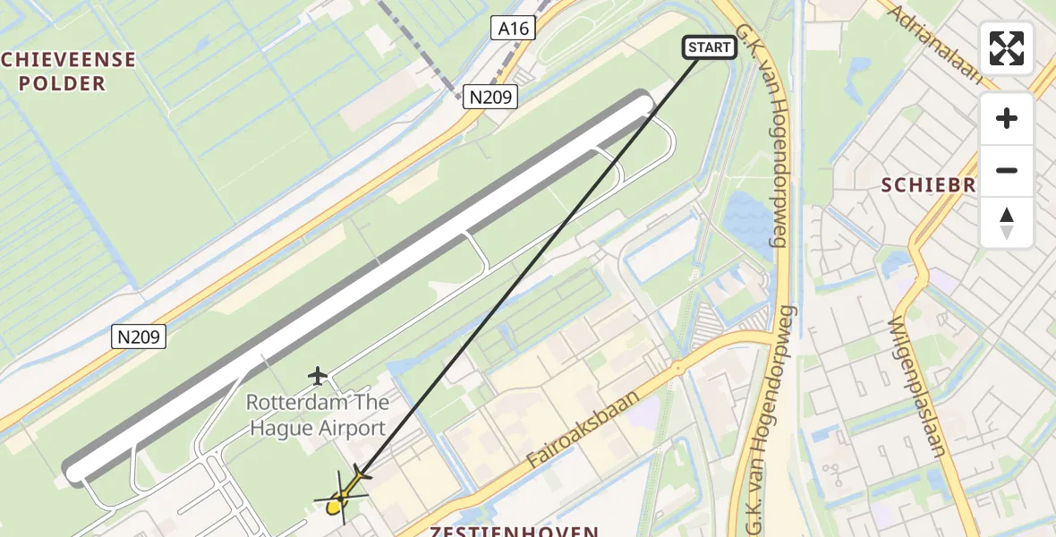 Routekaart van de vlucht: Lifeliner 2 naar Rotterdam The Hague Airport