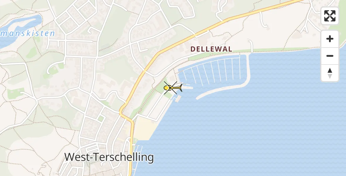 Routekaart van de vlucht: Lifeliner 4 naar West-Terschelling