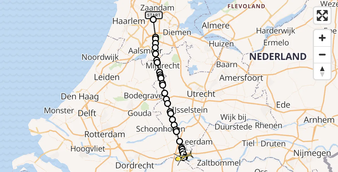 Routekaart van de vlucht: Traumaheli naar Dalem