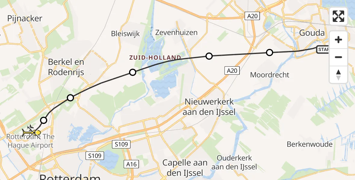 Routekaart van de vlucht: Lifeliner 2 naar Rotterdam The Hague Airport