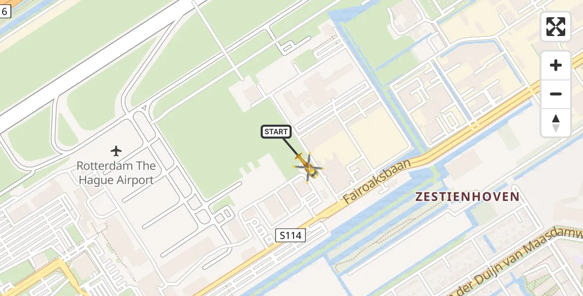 Vluchtroute Traumahelikopter Rotterdam The Hague Airport - Rotterdam The Hague Airport, 20 januari 2024, 03:13