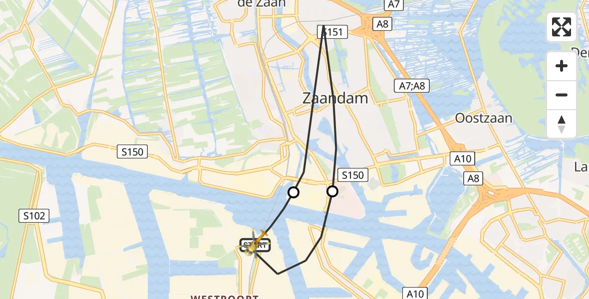 Vluchtroute Traumahelikopter Amsterdam Heliport - Amsterdam Heliport, 20 januari 2024, 06:57