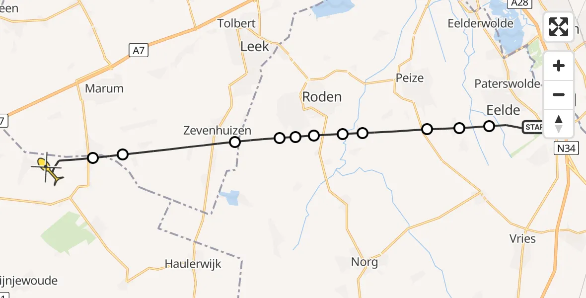 Routekaart van de vlucht: Lifeliner 4 naar Siegerswoude