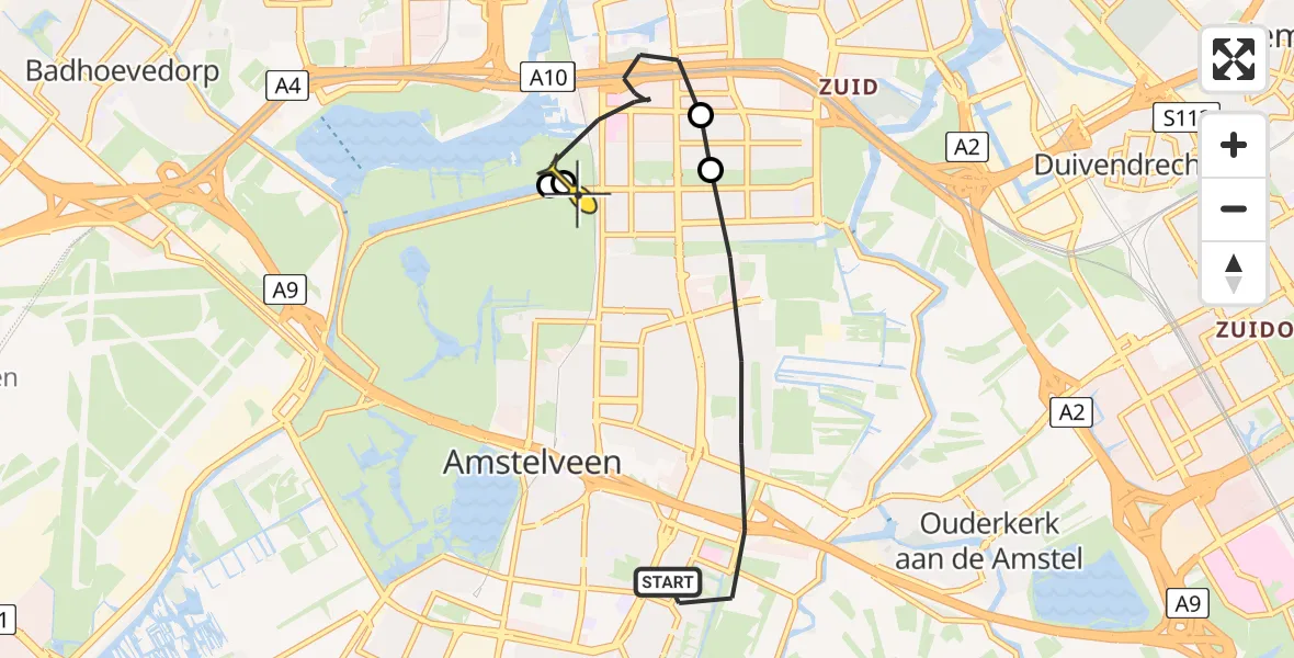 Routekaart van de vlucht: Lifeliner 1 naar VU Medisch Centrum Amsterdam