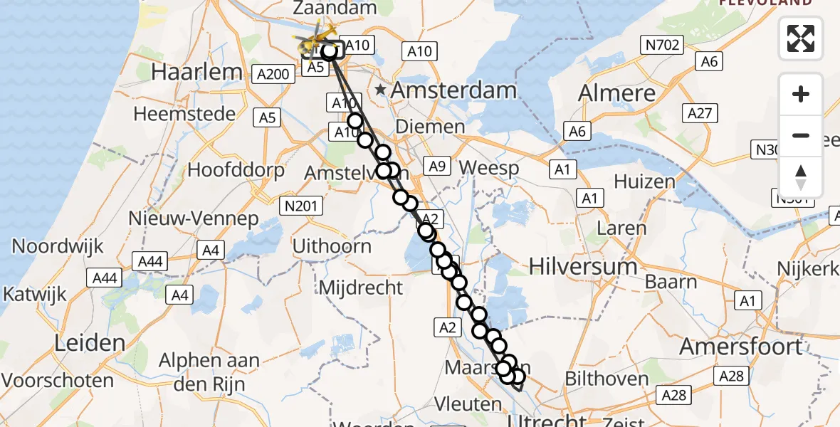 Vluchtroute Traumahelikopter Amsterdam Heliport - Amsterdam Heliport, 20 januari 2024, 10:42