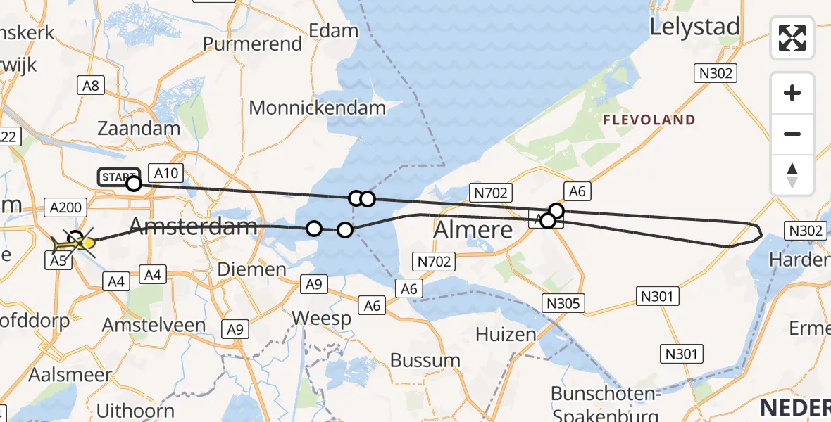 Routekaart van de vlucht: Lifeliner 1 naar Lijnden