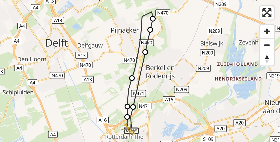Vluchtroute Traumahelikopter Rotterdam The Hague Airport - Rotterdam The Hague Airport, 20 januari 2024, 14:51