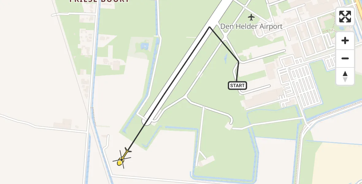 Vluchtroute  van Vliegveld De Kooy naar Vliegveld De Kooy