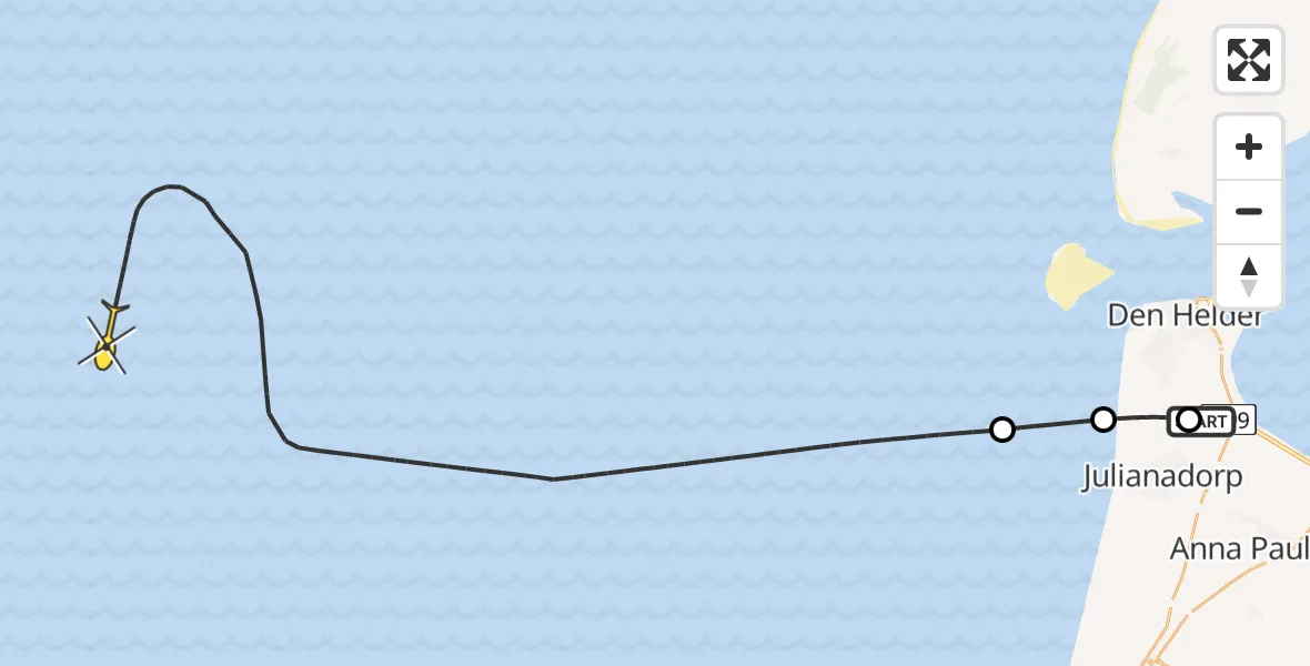 Vluchtroute  van Vliegveld De Kooy naar 