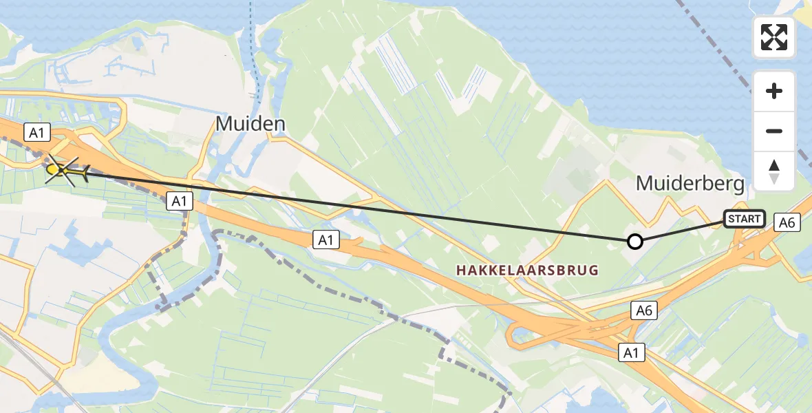 Routekaart van de vlucht: Politiehelikopter naar Weesp