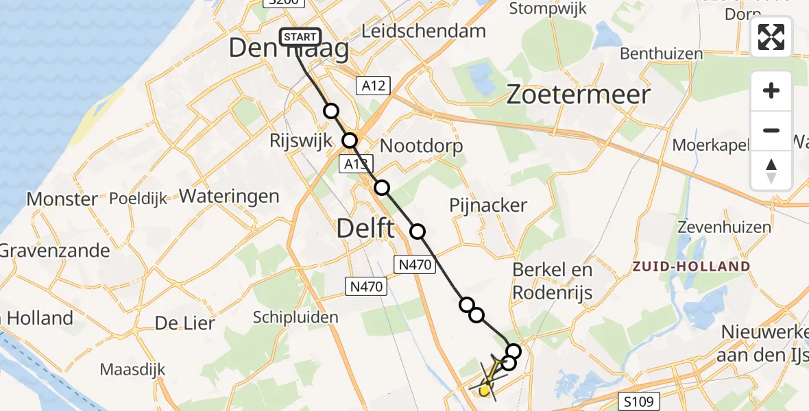 Routekaart van de vlucht: Lifeliner 2 naar Rotterdam The Hague Airport