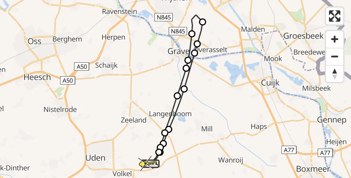 Routekaart van de vlucht: Lifeliner 3 naar Vliegbasis Volkel