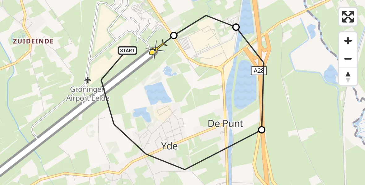 Routekaart van de vlucht: Lifeliner 4 naar Groningen Airport Eelde