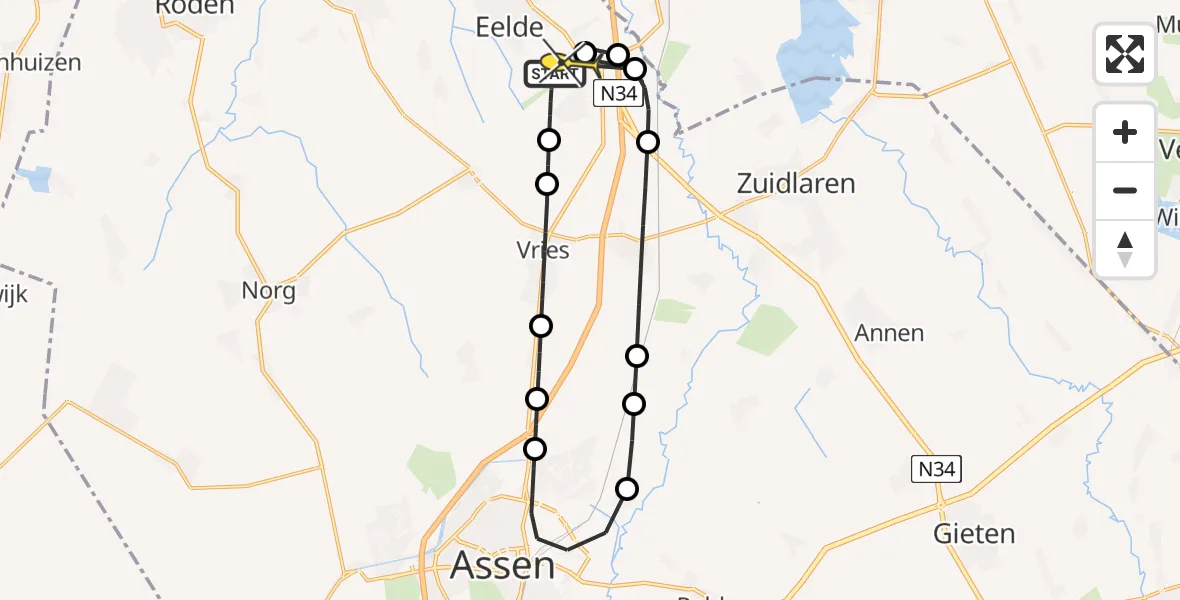 Routekaart van de vlucht: Lifeliner 4 naar Groningen Airport Eelde