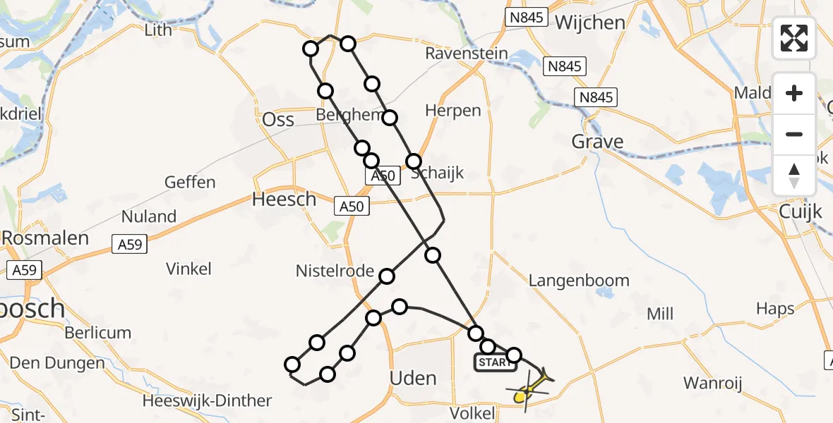 Routekaart van de vlucht: Lifeliner 3 naar Vliegbasis Volkel