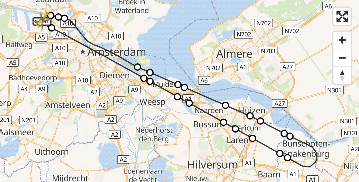 Vluchtroute Traumahelikopter Amsterdam Heliport - Amsterdam Heliport, 21 januari 2024, 12:56