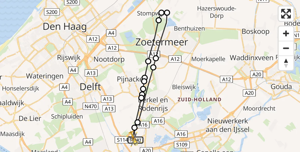Vluchtroute Traumahelikopter Rotterdam The Hague Airport - Rotterdam The Hague Airport, 21 januari 2024, 12:56