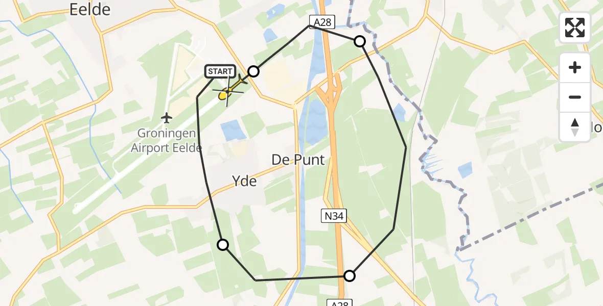 Routekaart van de vlucht: Lifeliner 4 naar Groningen Airport Eelde