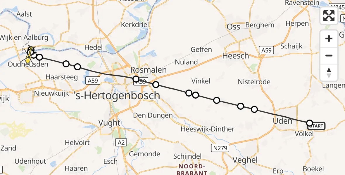 Routekaart van de vlucht: Lifeliner 3 naar Heusden