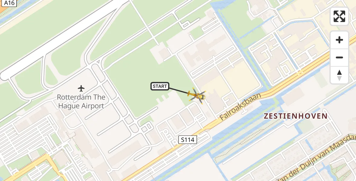 Vluchtroute Traumahelikopter Rotterdam The Hague Airport - Rotterdam The Hague Airport, 21 januari 2024, 14:27