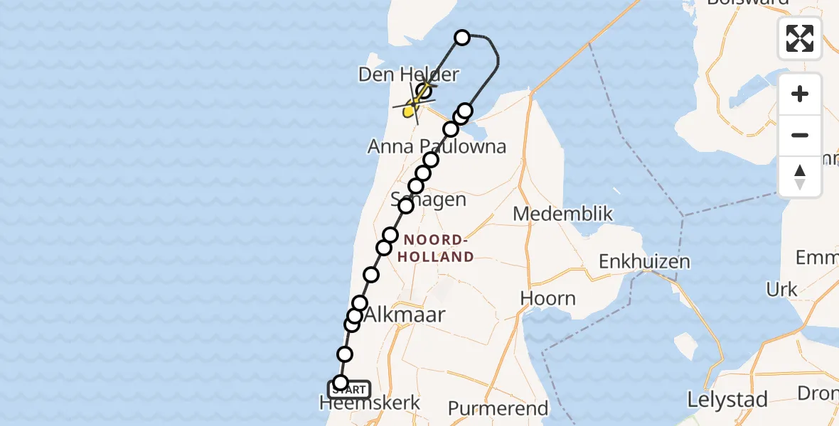Routekaart van de vlucht: NCG06 naar Vliegveld De Kooy