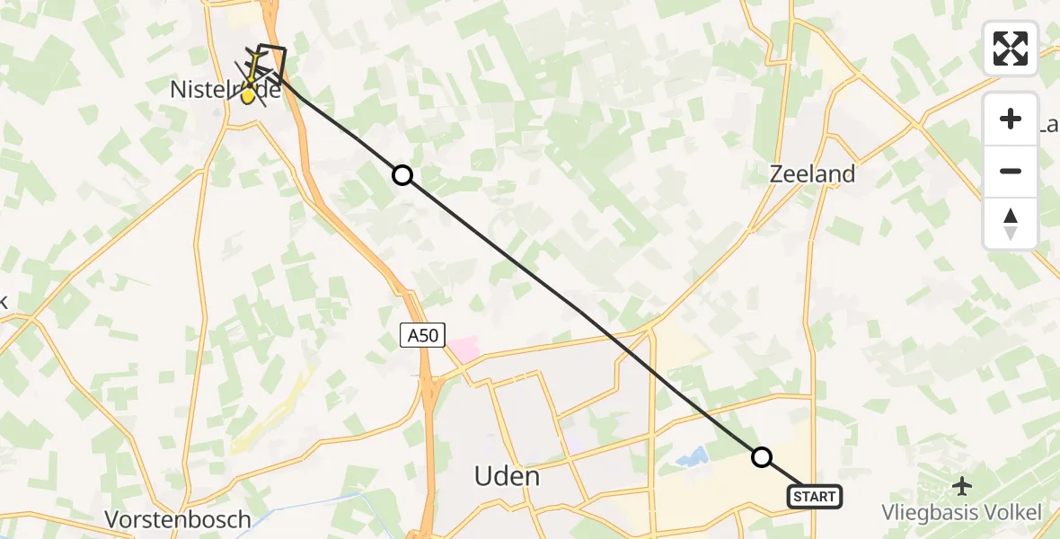 Routekaart van de vlucht: Lifeliner 3 naar Nistelrode