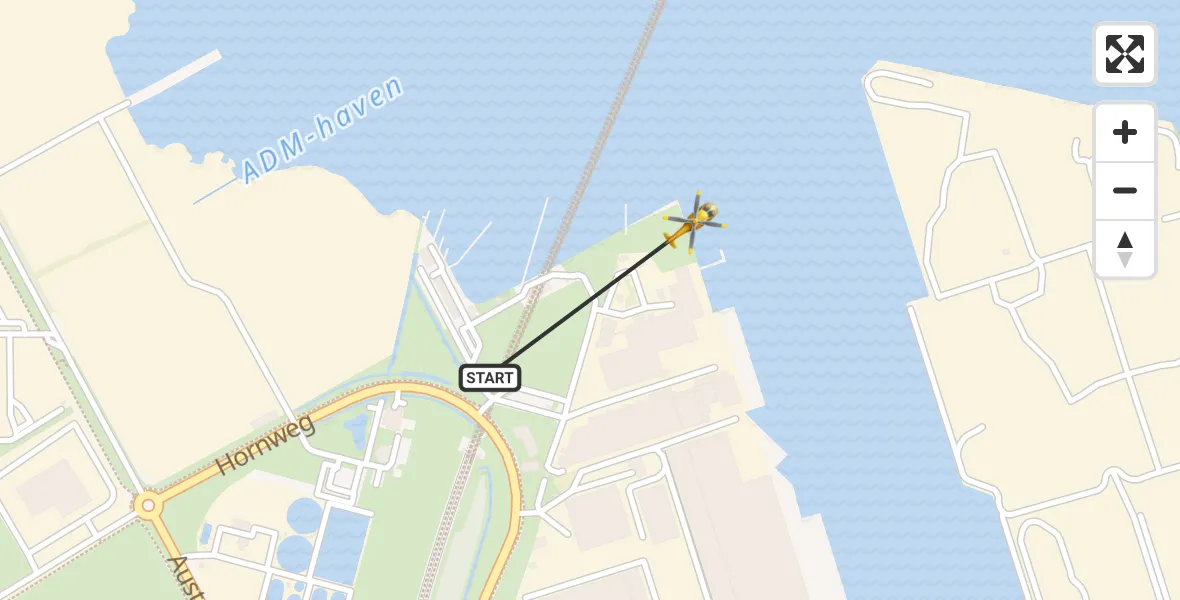 Vluchtroute Traumahelikopter Amsterdam Heliport - Amsterdam Heliport, 22 januari 2024, 09:37