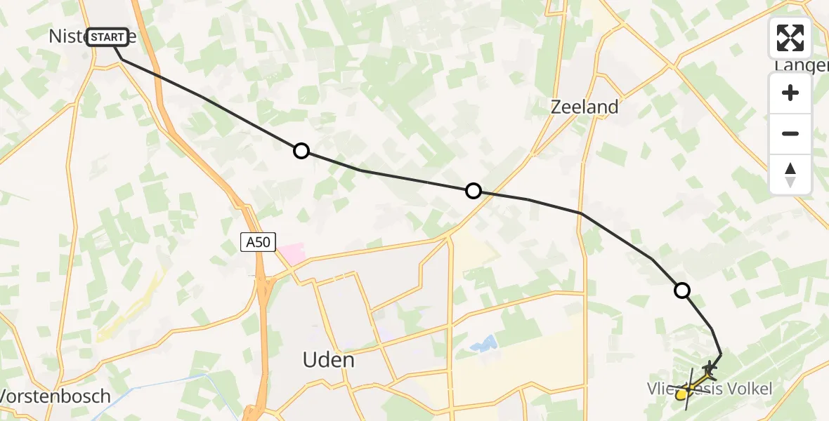 Routekaart van de vlucht: Lifeliner 3 naar Vliegbasis Volkel