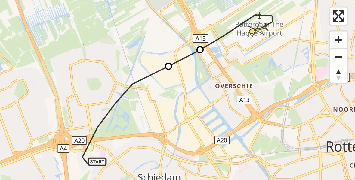 Routekaart van de vlucht: Lifeliner 2 naar Rotterdam The Hague Airport