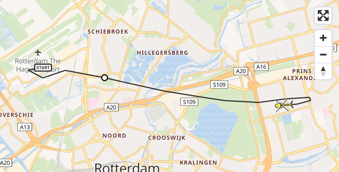 Routekaart van de vlucht: Lifeliner 2 naar Rotterdam