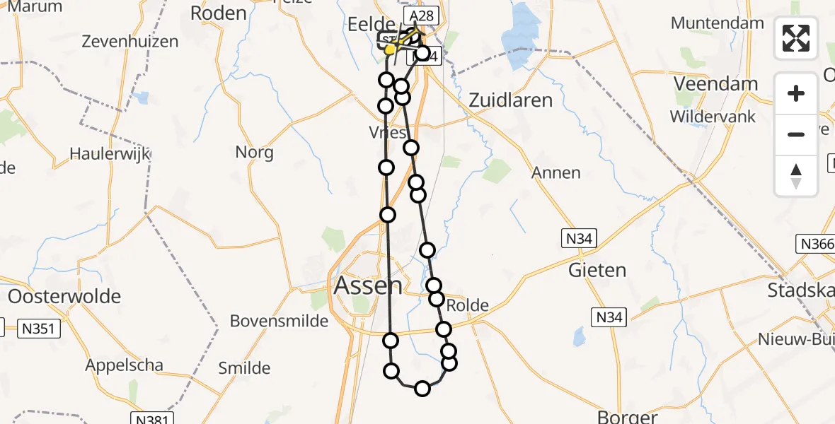 Routekaart van de vlucht: Lifeliner 4 naar Groningen Airport Eelde
