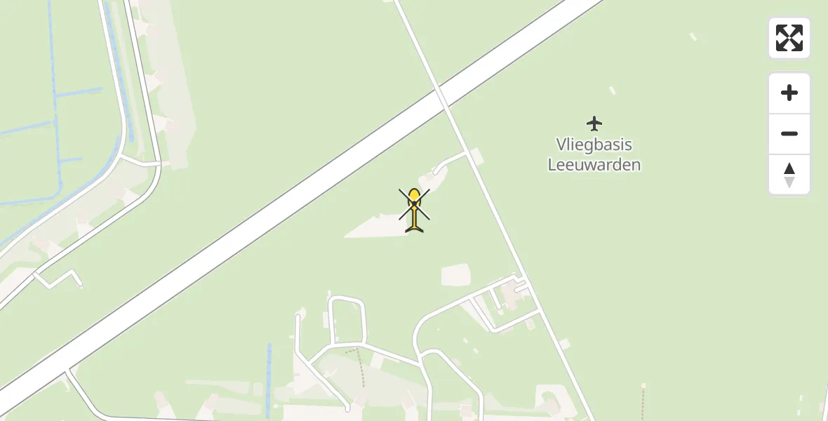 Vluchtroute Ambulancehelikopter van Vliegbasis Leeuwarden naar Vliegbasis Leeuwarden