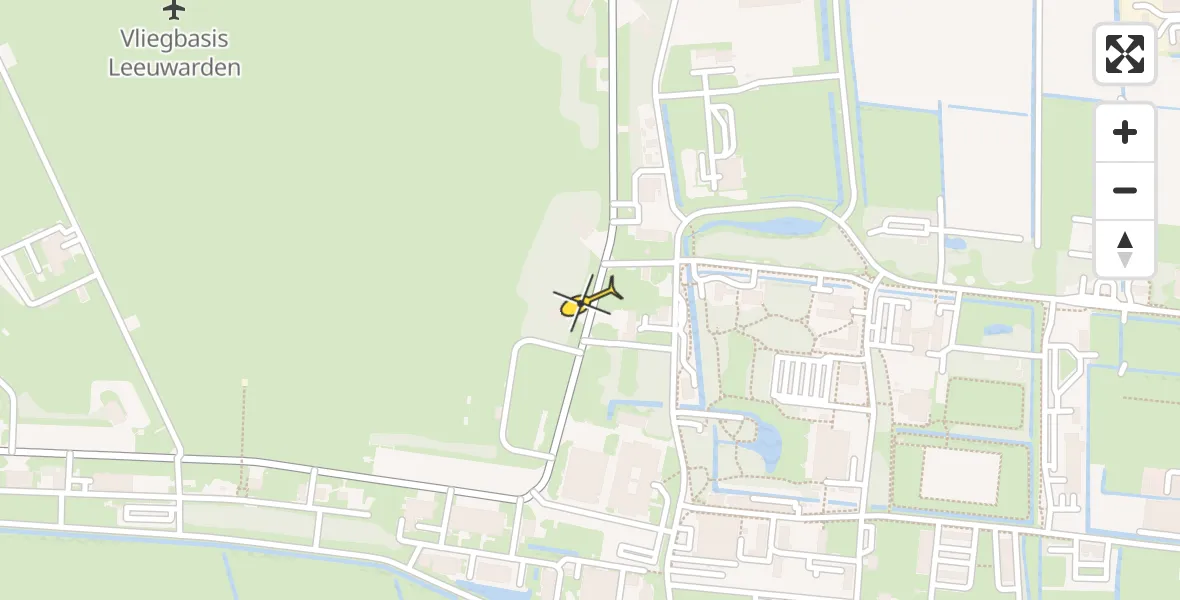 Vluchtroute Ambulancehelikopter van Vliegbasis Leeuwarden naar Vliegbasis Leeuwarden