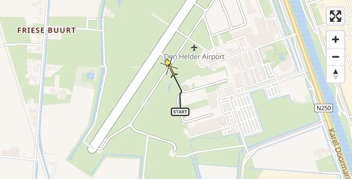 Vluchtroute  van Vliegveld De Kooy naar Vliegveld De Kooy