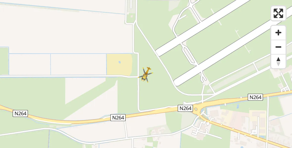 Vluchtroute Traumahelikopter van Vliegbasis Volkel naar Vliegbasis Volkel