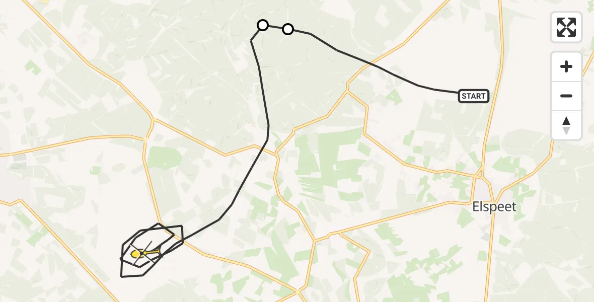 Routekaart van de vlucht: Politiehelikopter naar Ermelo