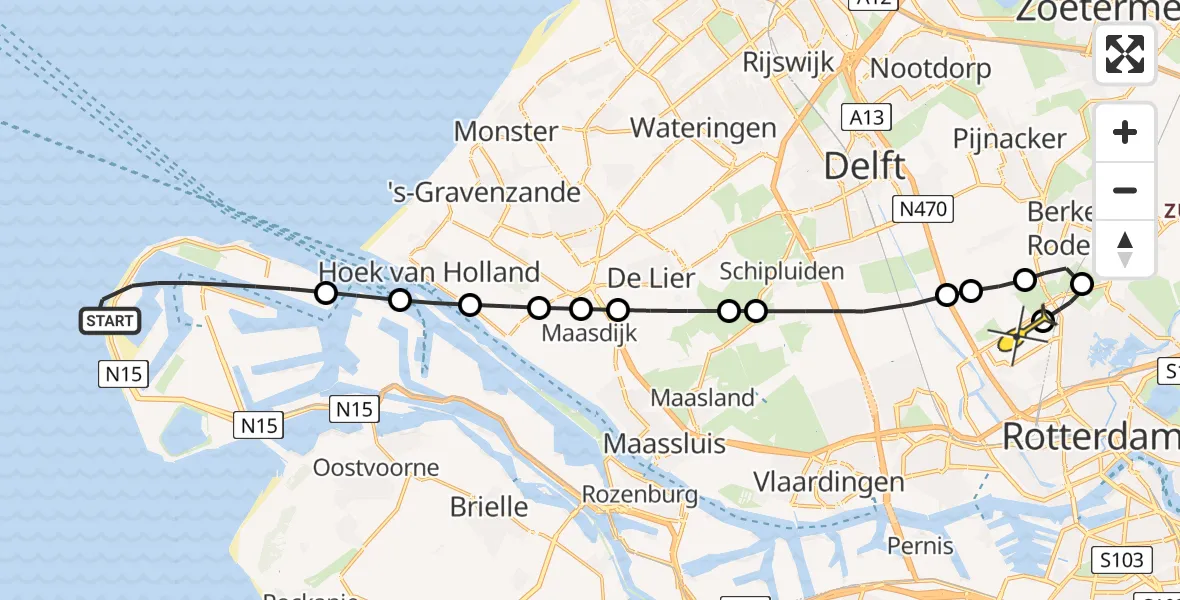 Routekaart van de vlucht: Lifeliner 2 naar Rotterdam The Hague Airport