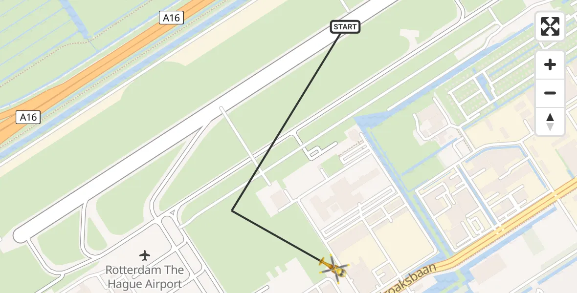 Vluchtroute Traumahelikopter Rotterdam The Hague Airport - Rotterdam The Hague Airport, 22 januari 2024, 19:19