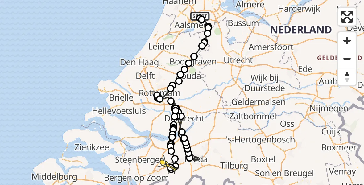 Routekaart van de vlucht: Politieheli naar Breda International Airport