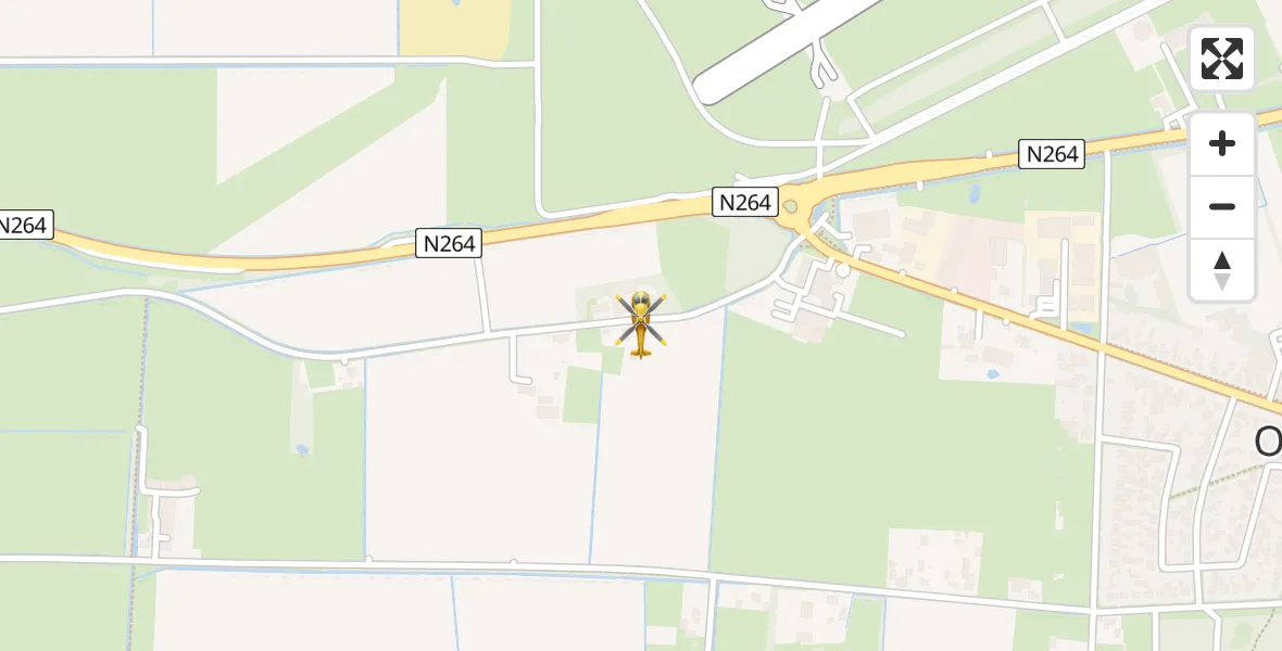 Vluchtroute Traumahelikopter van Vliegbasis Volkel naar Vliegbasis Volkel