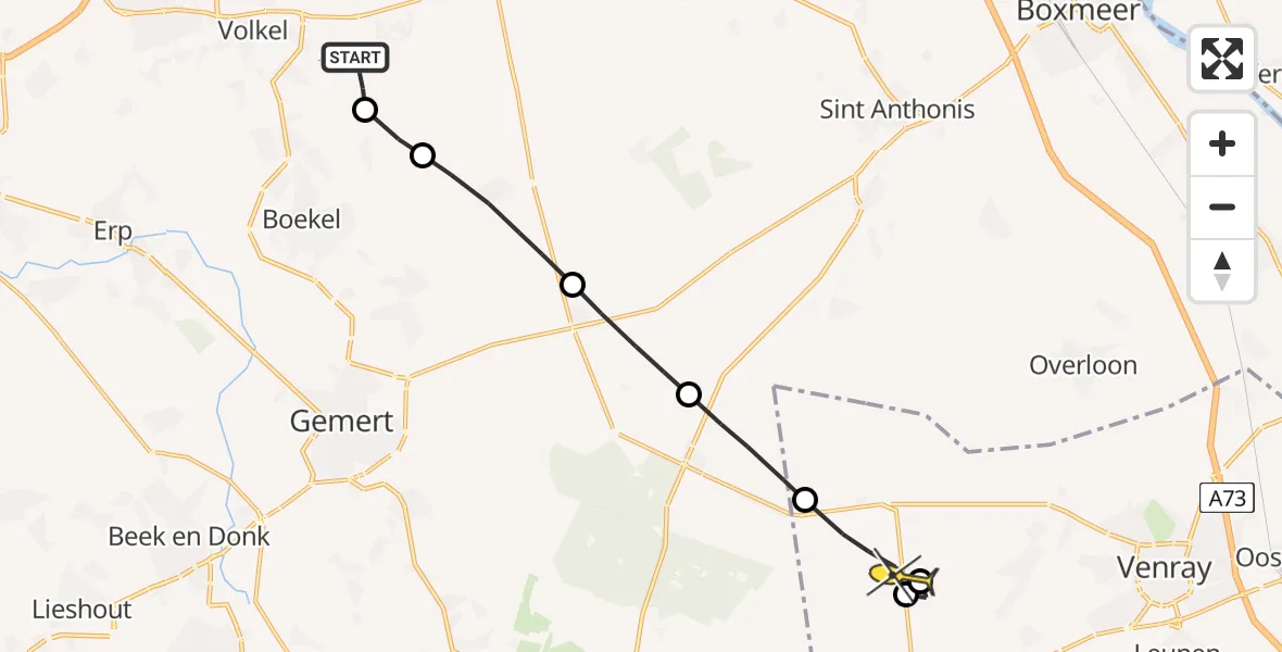 Routekaart van de vlucht: Lifeliner 3 naar Ysselsteyn