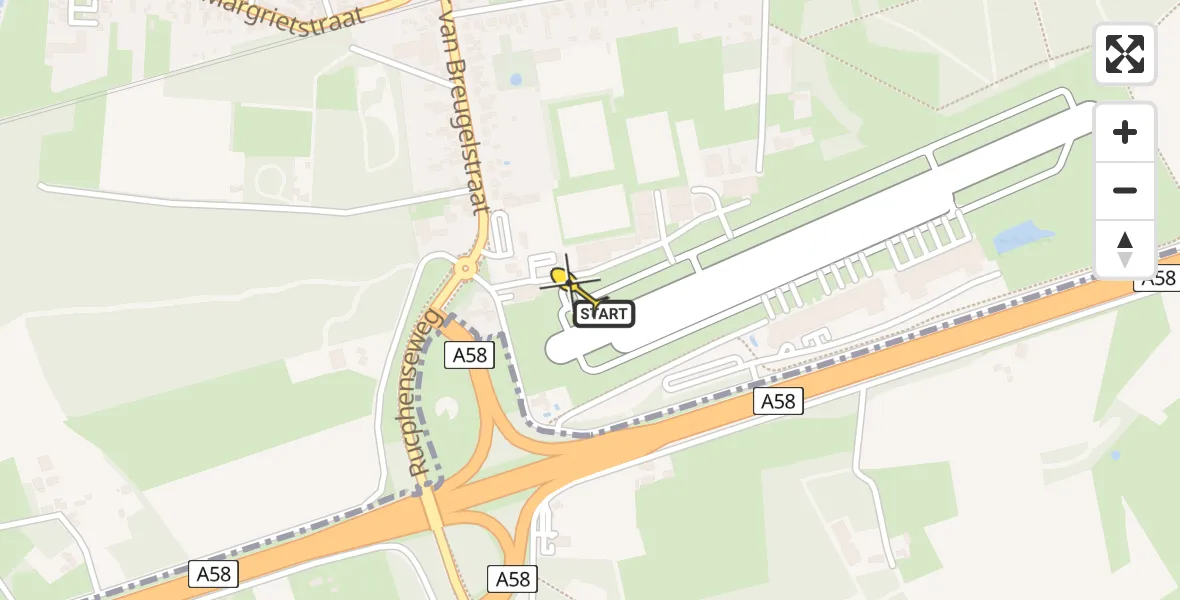 Routekaart van de vlucht: Politiehelikopter naar Breda International Airport